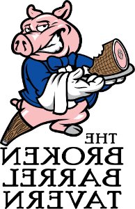 Broken Barrel Logo - A pig holding a ham on a platter