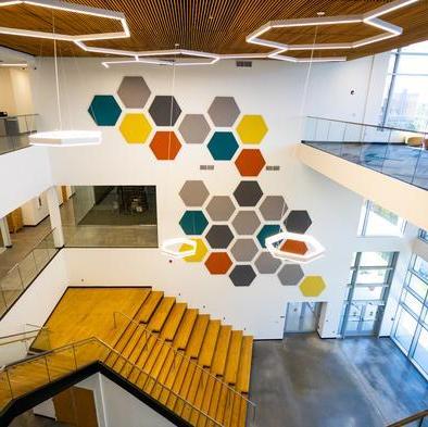 The Gordon L. Nelson Building lobby viewed from the second floor