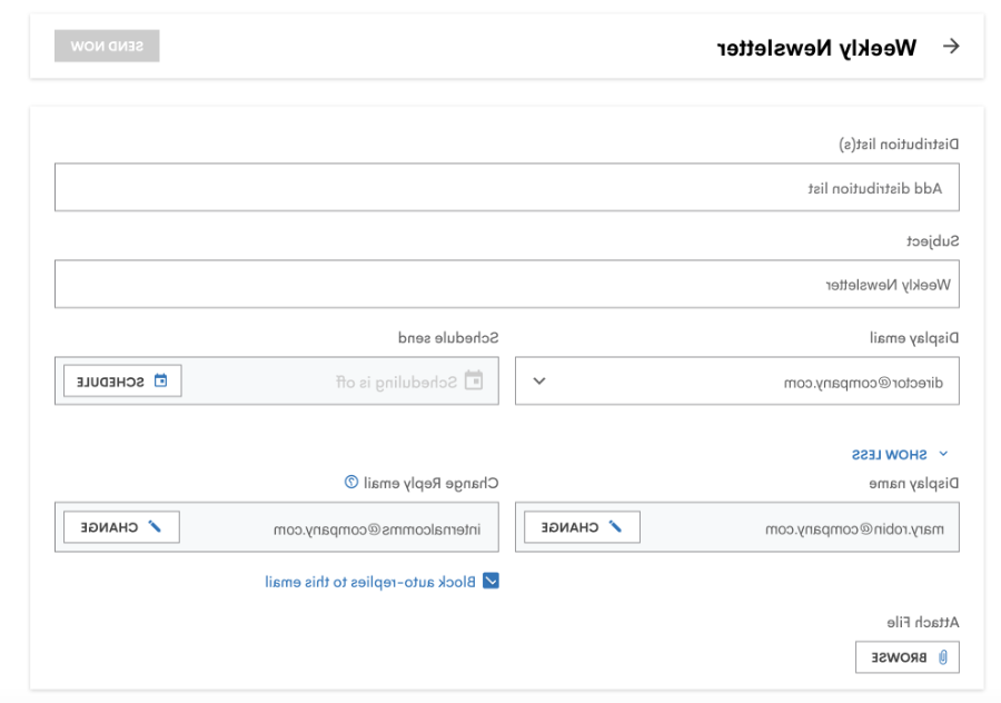 Example window for how to send an email in Staffbase